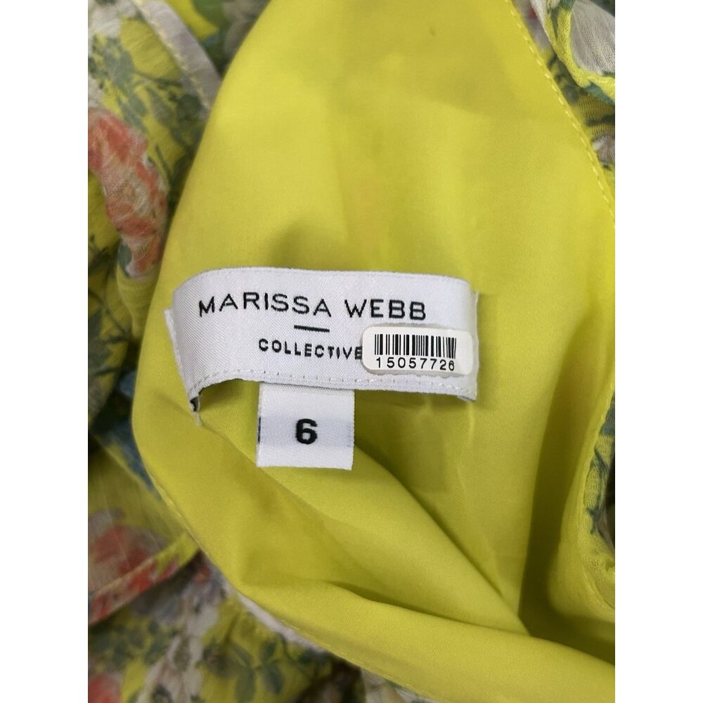Marissa Webb Collective x RTR Women’s 6 Yellow Ruffle Halter Floral Mini Dress - Picture 4 of 16